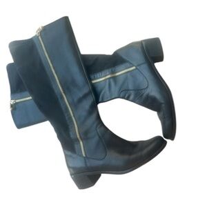 Tahari leather and fabric riding boots sz 8 very good used condition minor wear